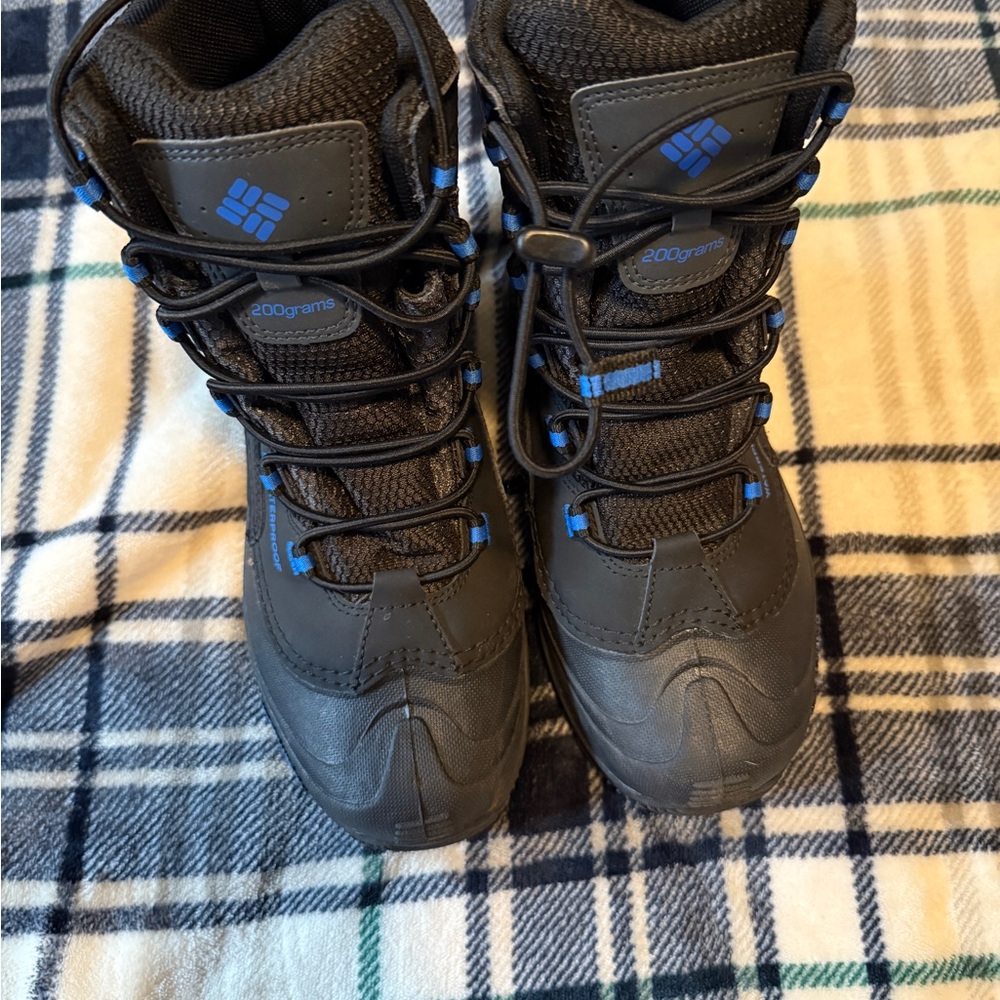 Columbia Black and Blue Kids Snow Boots